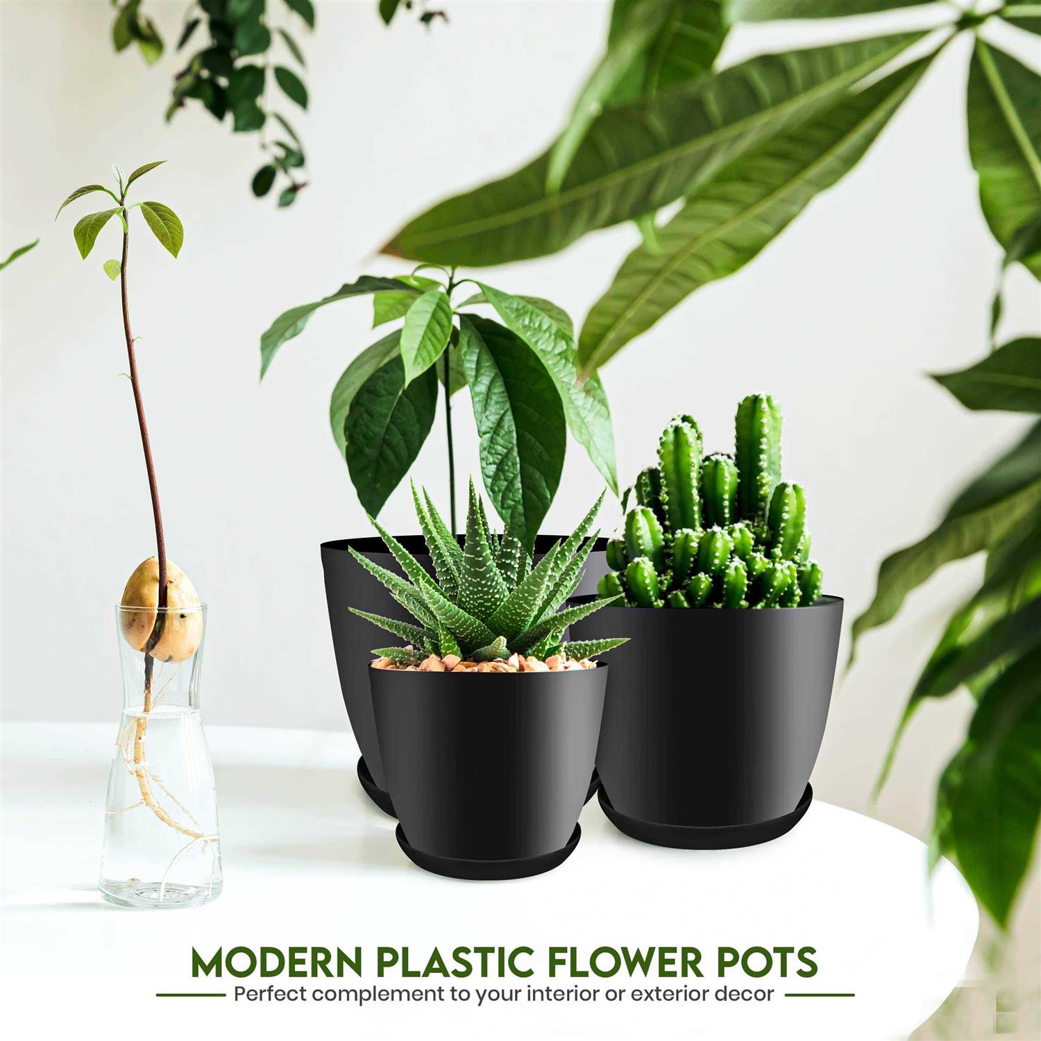 Utopia Home Plant Pots Indoor with Drainage 7/6.6/6/5.3/4.8 Inches Home Decor Flower Pots for Indoor Planter - Image 4