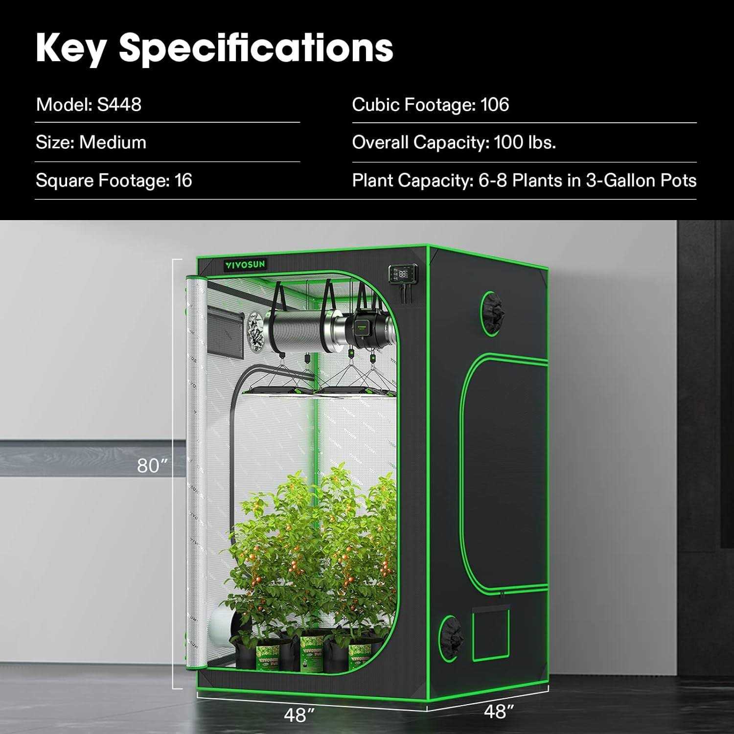 VIVOSUN 48x22x48x22x80x22 Mylar Hydroponic Grow Tent with Observation Window and Floor - Image 4