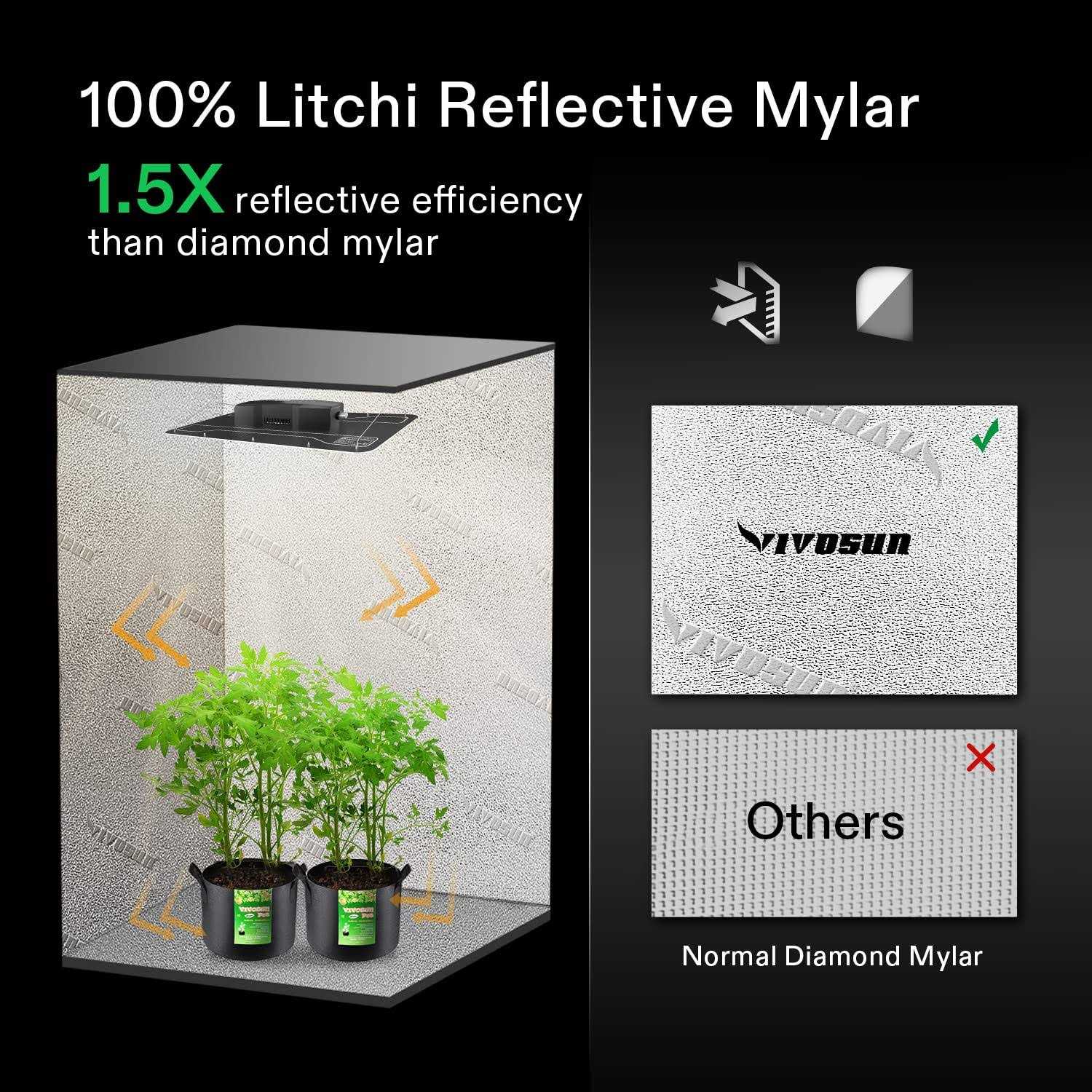 VIVOSUN 48x22x48x22x80x22 Mylar Hydroponic Grow Tent with Observation Window and Floor - Image 5