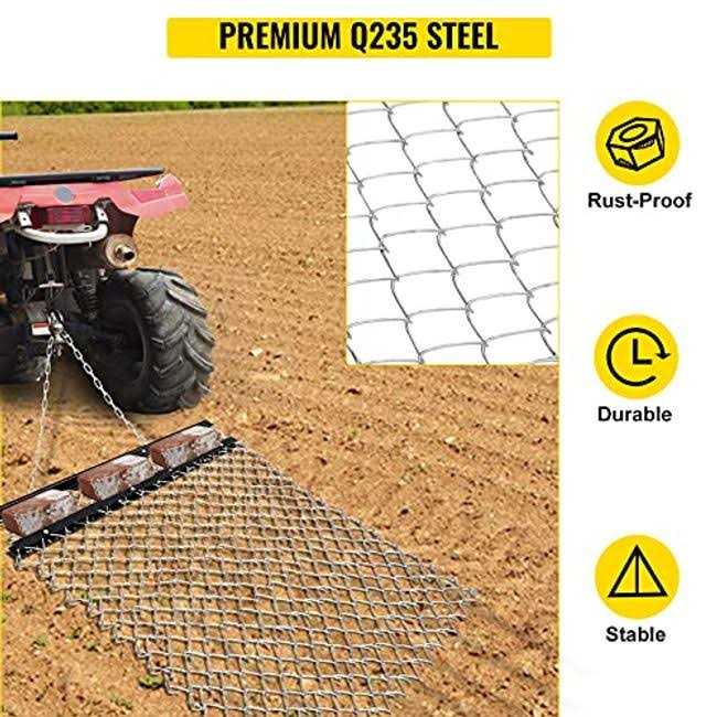 VEVOR 4 x 5 ft ATV Chain UTV Tractor Attachments Drag Mat for Landscape Leveling or Sod Prepping - Image 4