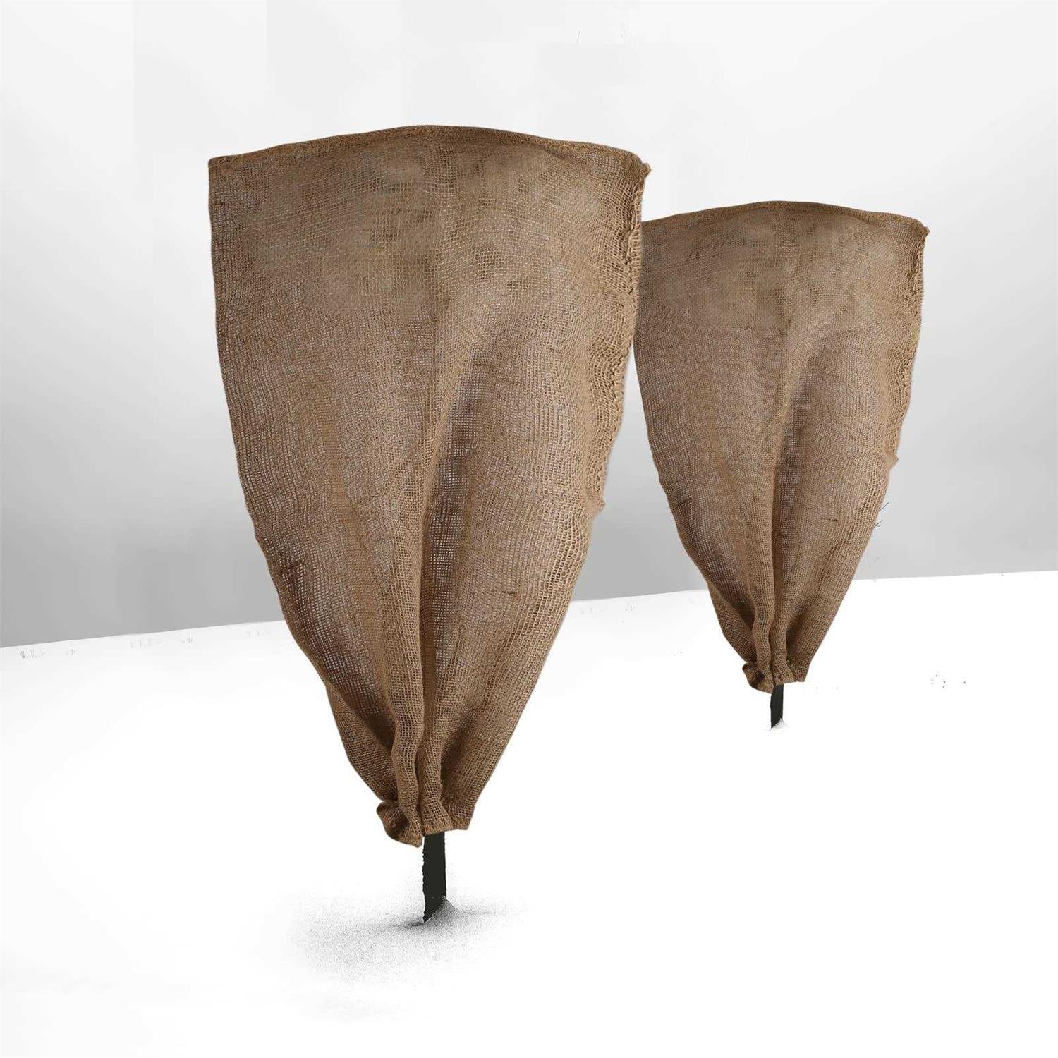 3 Pack 24′′ × 40′′ Reusable Warm Burlap Winter Plant Cover Bags with Drawstring Burlap Plant Covers Freeze Protection Large Plant Frost Cloth Cold - Image 5
