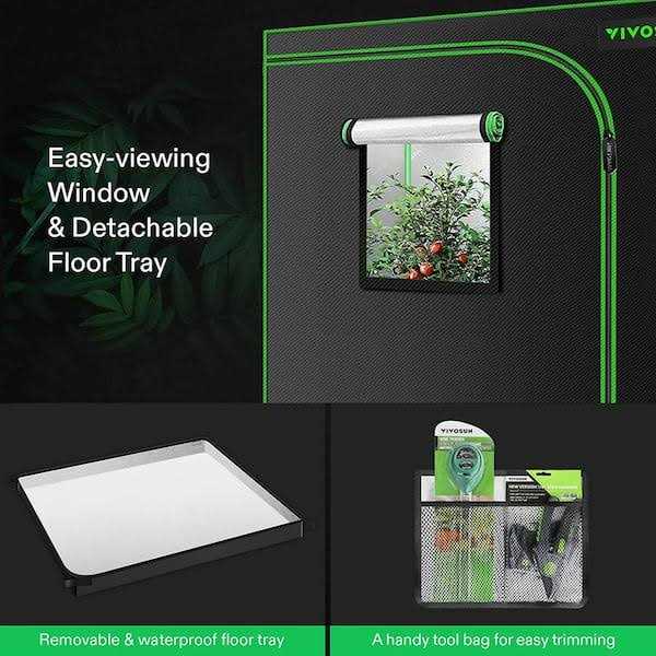 VIVOSUN Mylar Hydroponic Grow Tent with Observation Window and Floor Tray for Indoor Plant Growing - Image 5