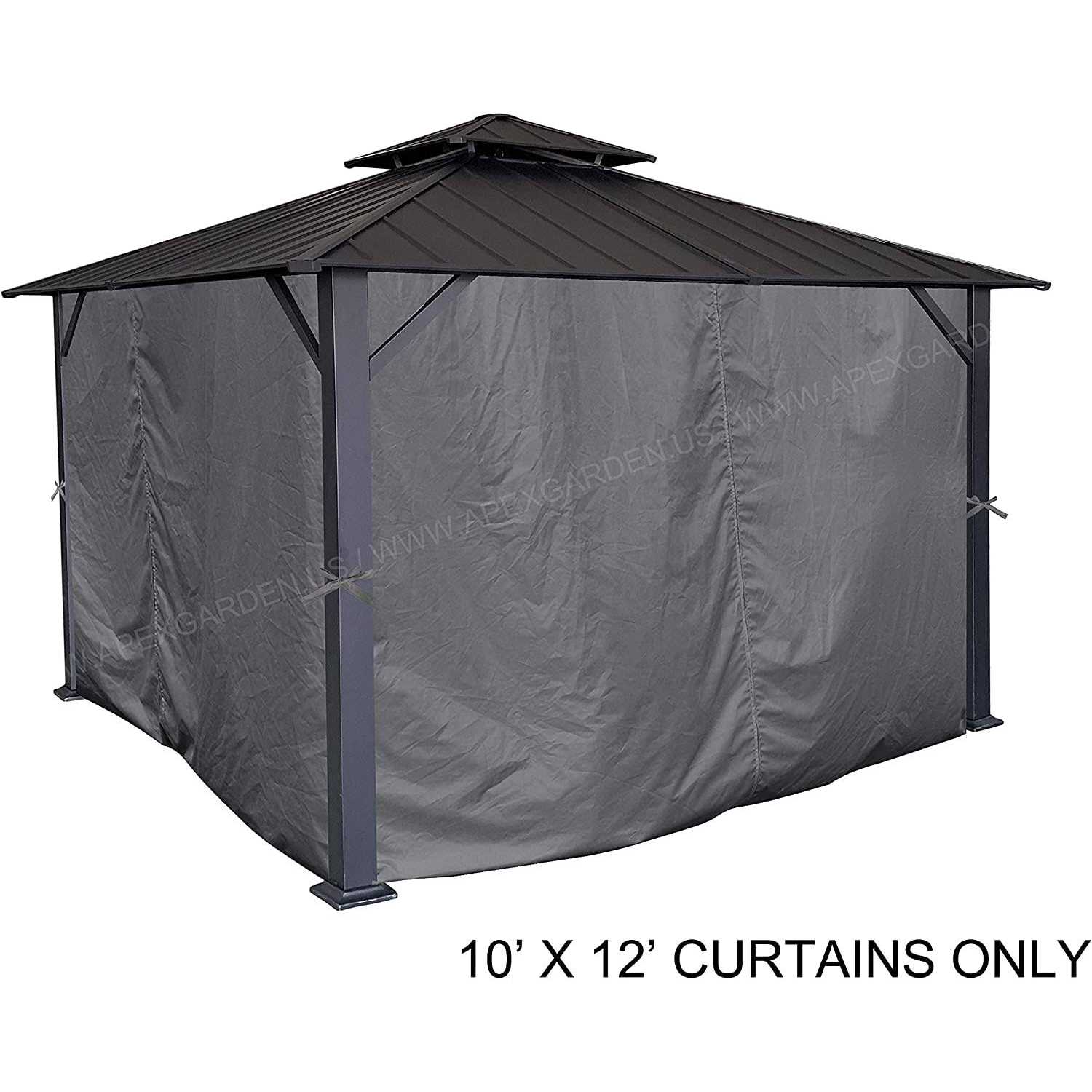 APEX GARDEN Four-Side Privacy Curtain Set for 10-ft x 12-ft Gazebo - Image 5
