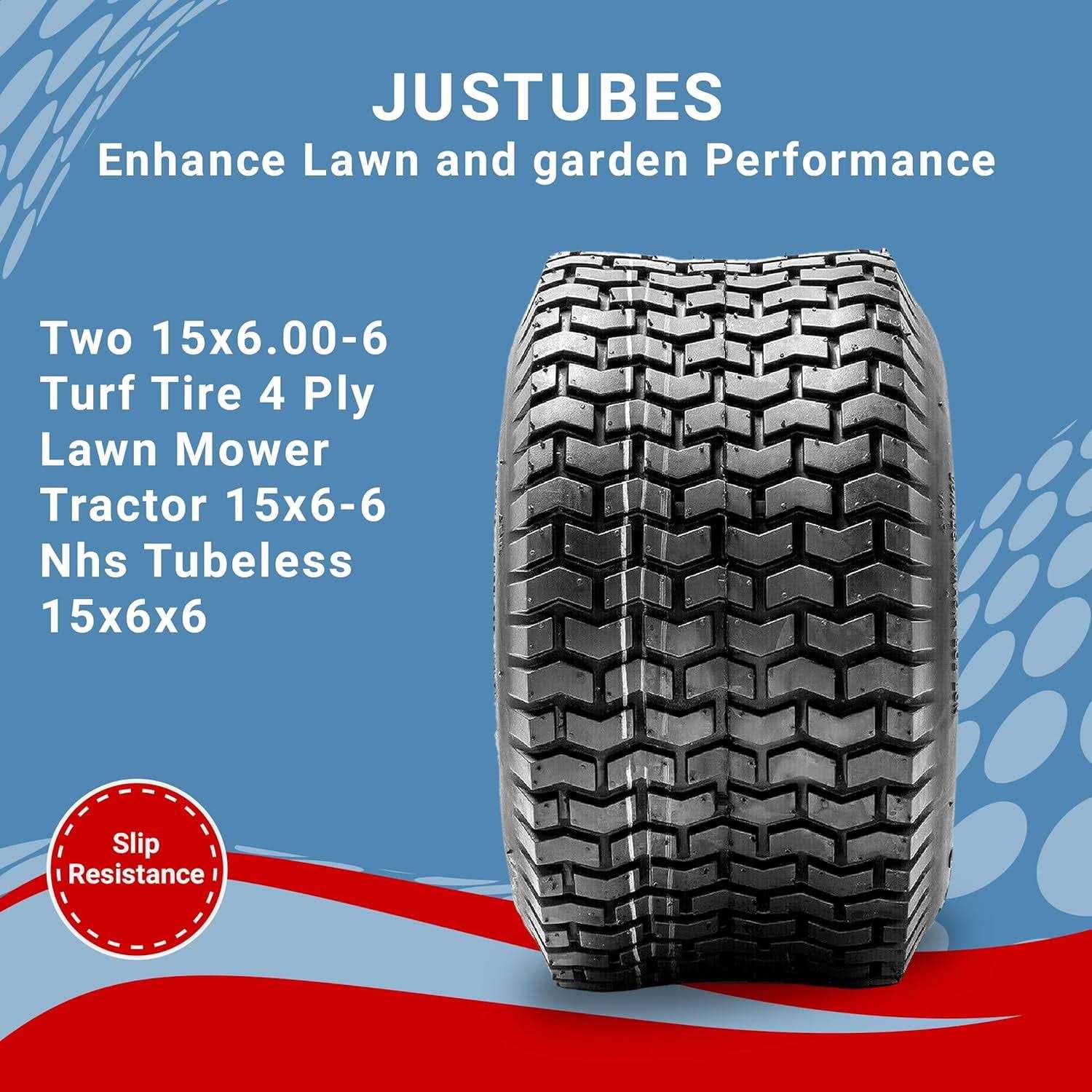 Two 15x6.00-6 Turf Tire 4 Ply Lawn Mower Tractor 15x6-6 Nhs Tubeless 15x6x6 - Image 5