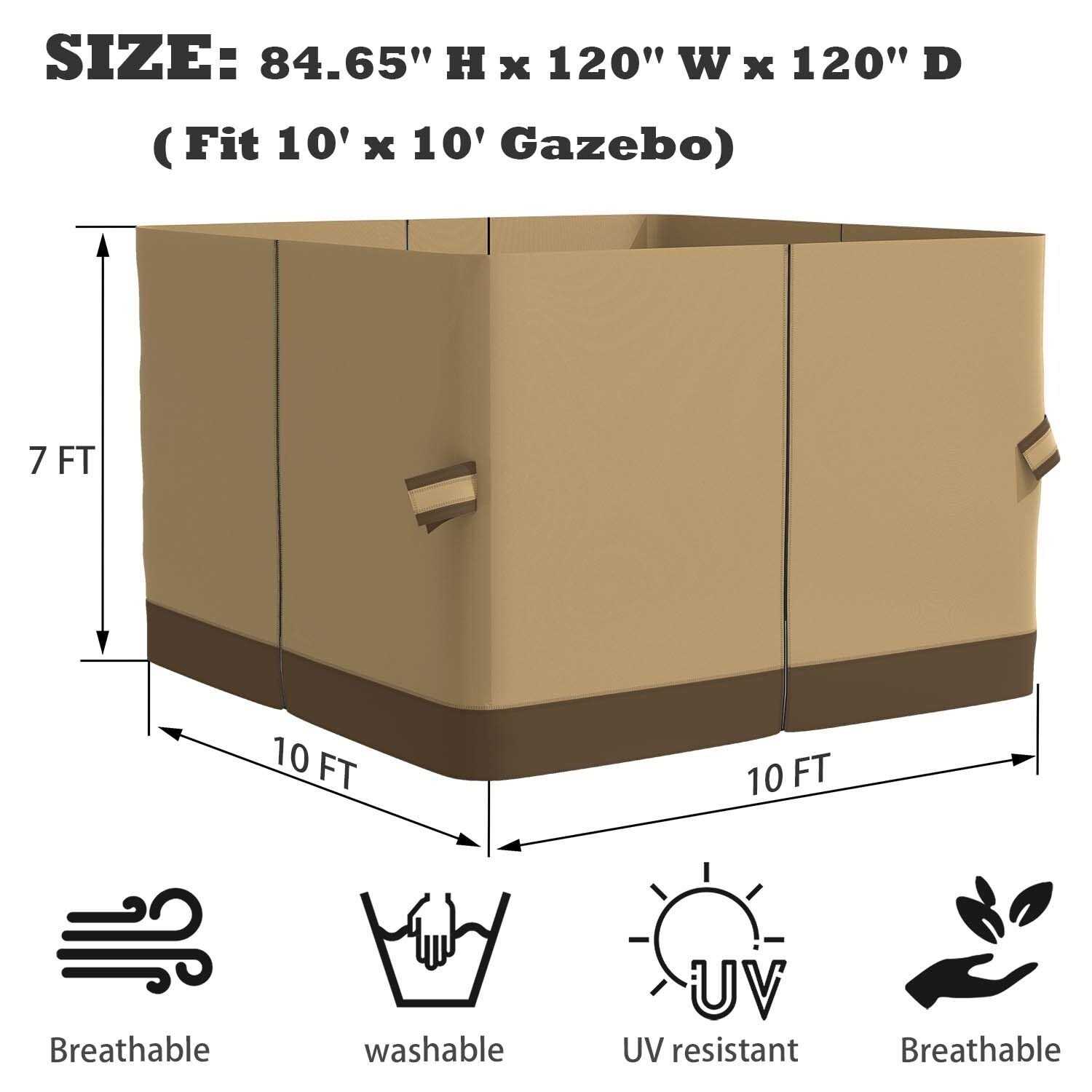Aoodor 10' x Gazebo Curtain Replacement Universal 4-Panel Sidewalls - Image 4