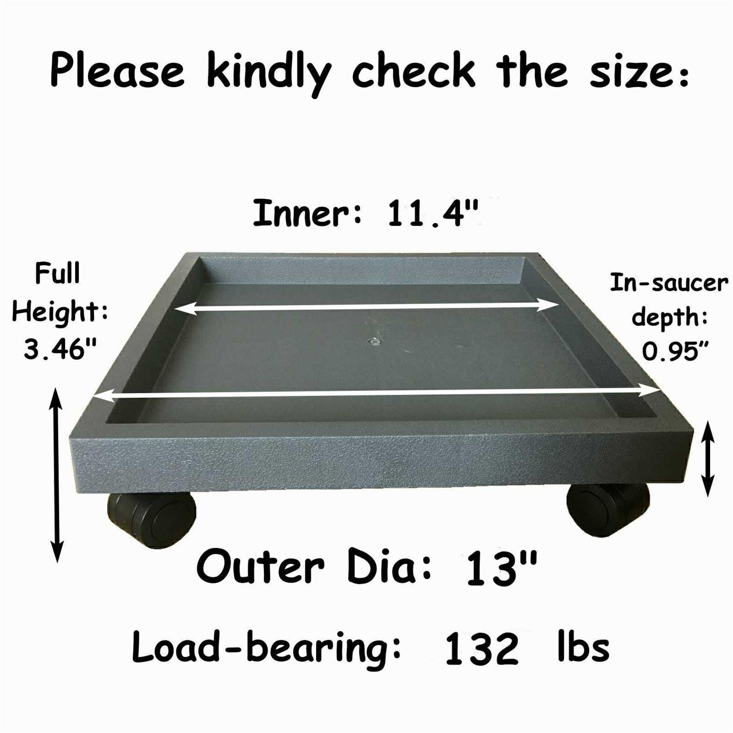 WanderingDonkey Square Heavy Duty Plant Caddy with Wheels,Rolling Stand Pot Trolley,Wheeled Planter Saucer Tray,Potted Flower Mover Dolly - Image 5