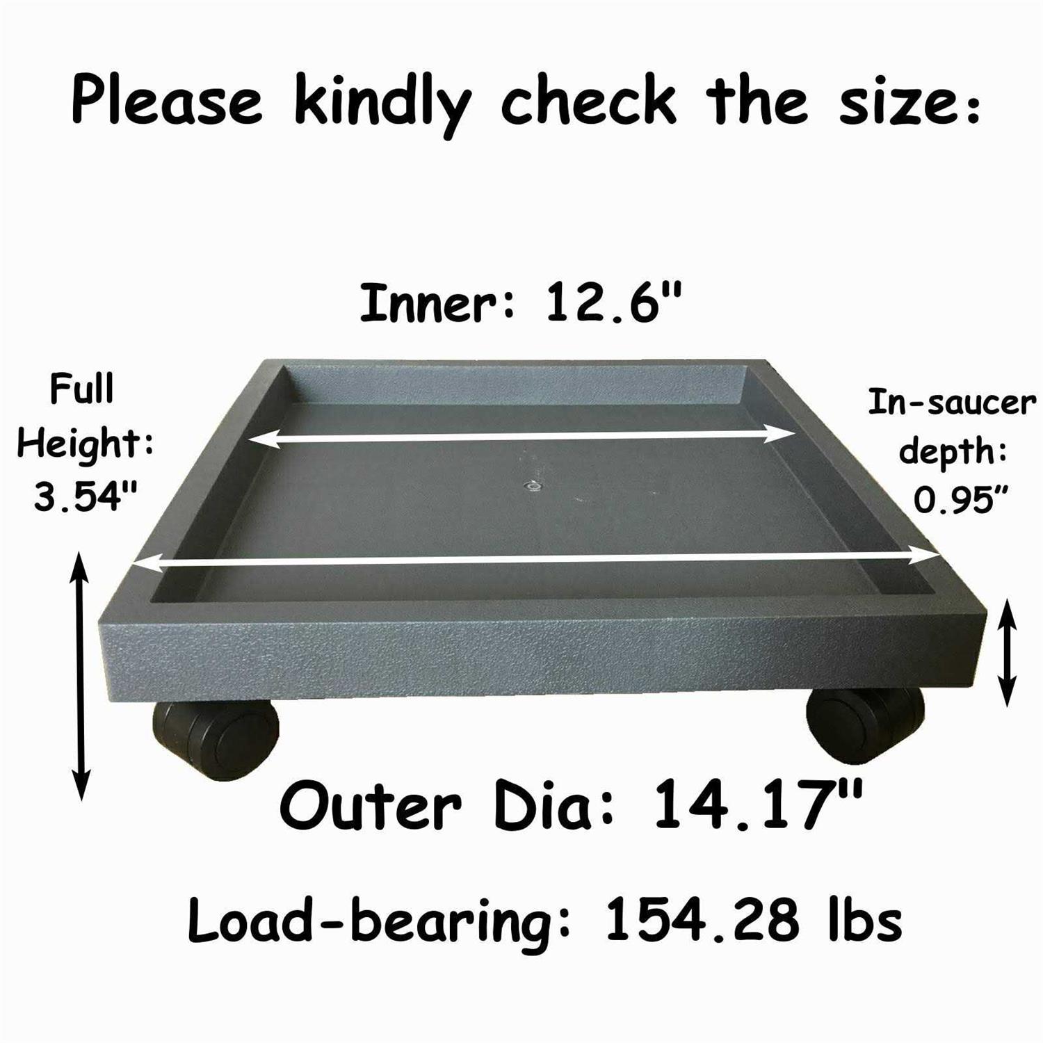 WanderingDonkey Square Heavy Duty Plant Caddy with Wheels,Rolling Stand Pot Trolley,Wheeled Planter Saucer Tray,Potted Flower Mover Dolly - Image 3