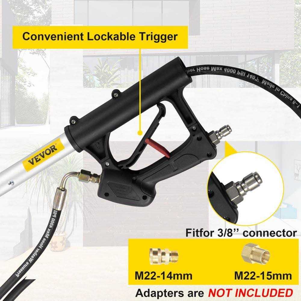 VEVOR Telescoping Pressure Washer Wand 4000 PSI 8-18 ft Extendable Power Cleaning Tools with Strap Belt and 5 Nozzle Tips - Image 4