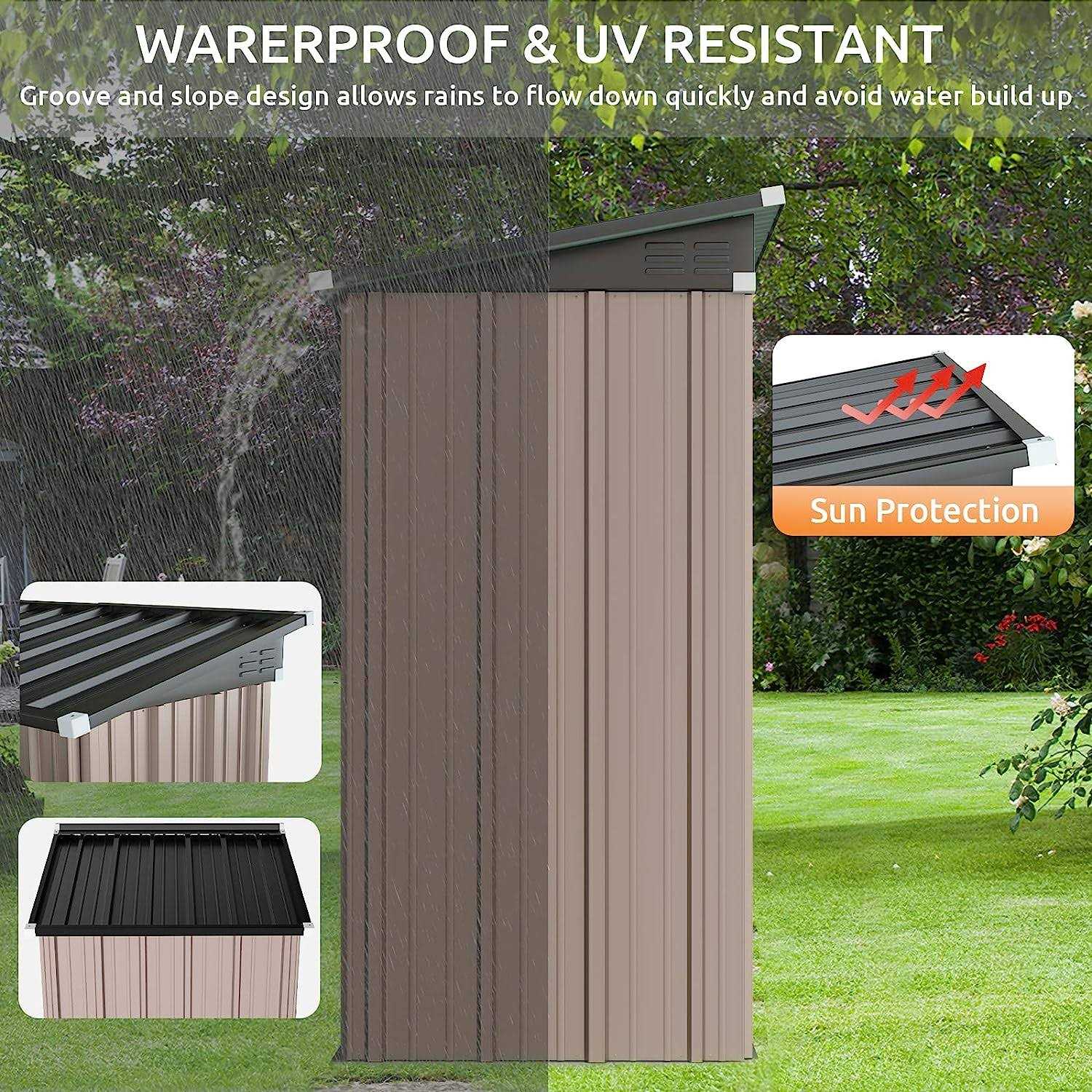 Aoxun 5 x 3 ft Utility Mini Metal Shed without Base, Tool Storage Lean-to Shed with Air Vent and Lockable Door - Image 3