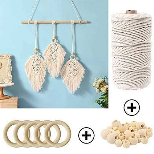 120pcs Macrame Kits for Beginners 3mm x 220yards Natural Cotton Macrame Cord Wall Hanging Kit - Image 4