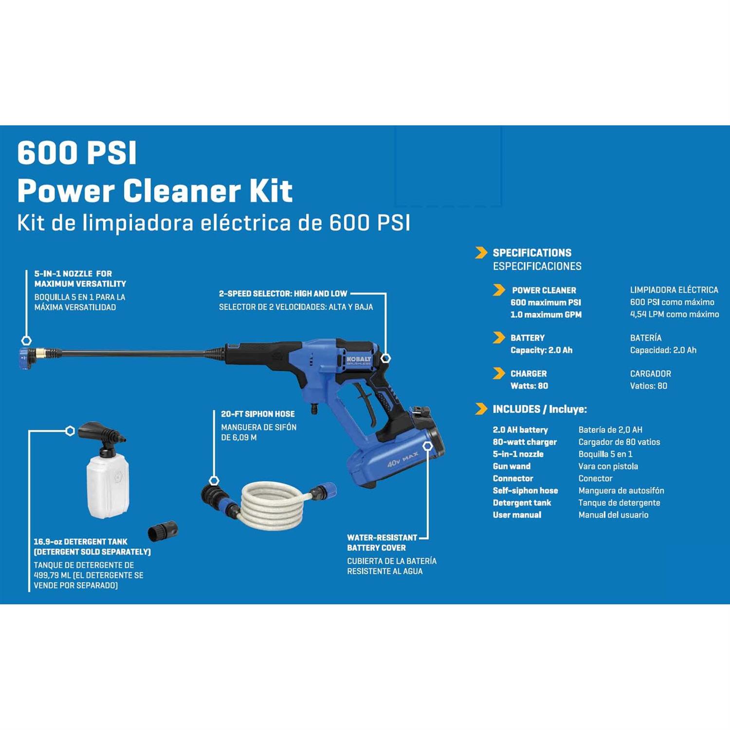 Kobalt 600 PSI Aluminum Pressure Washer Spray Gun Kit KPC 1040A-03 - Image 3