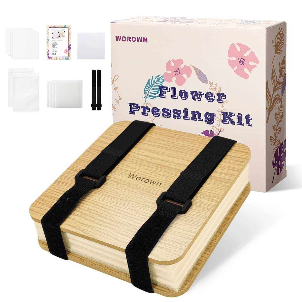 Worown Mini Flower Press Kit Leaf Press Plant Press 6 X 6 Inch 4 Layers Nature Press Kit Including Instructions - Image 3