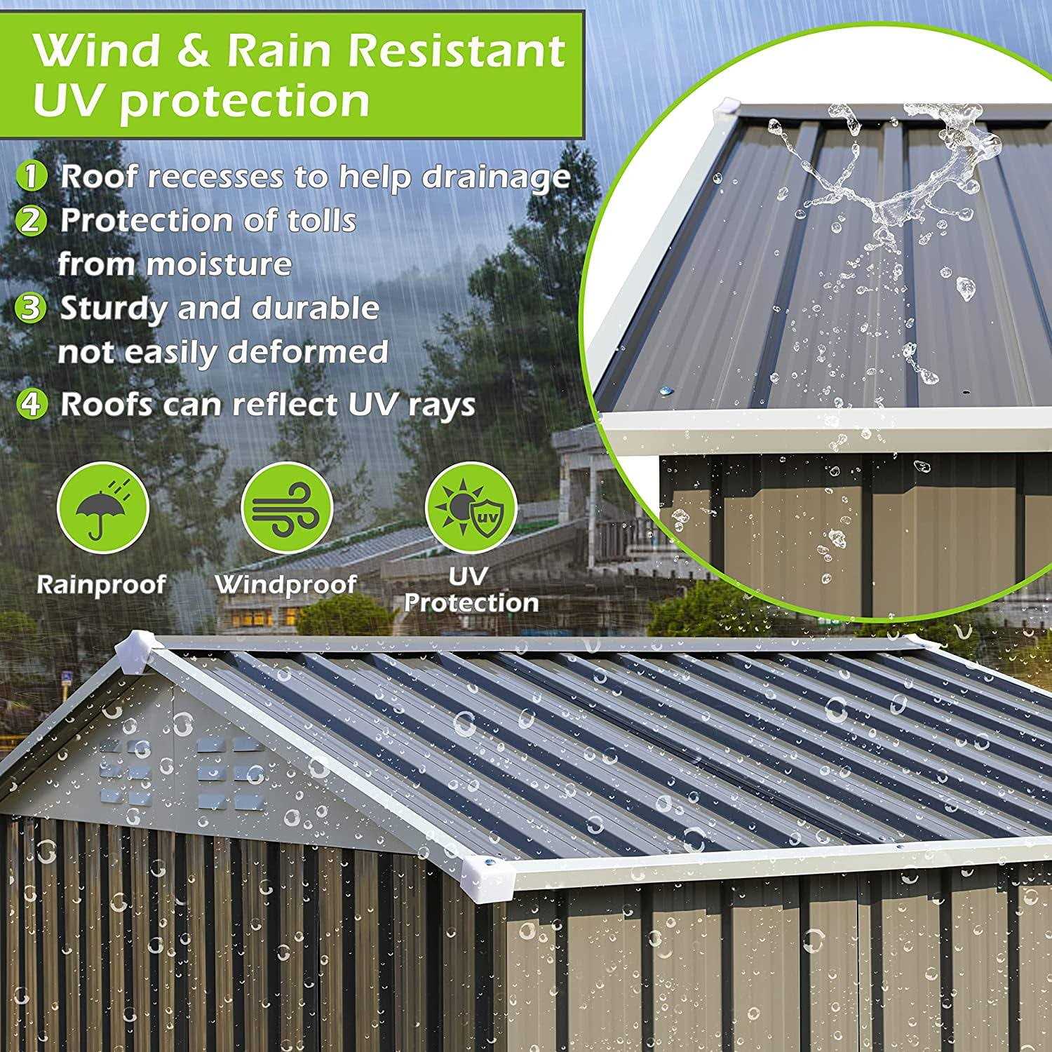 Tolead 6' x 4' Outdoor Metal Tools Storage Shed Backyard Garden Patio - Image 5