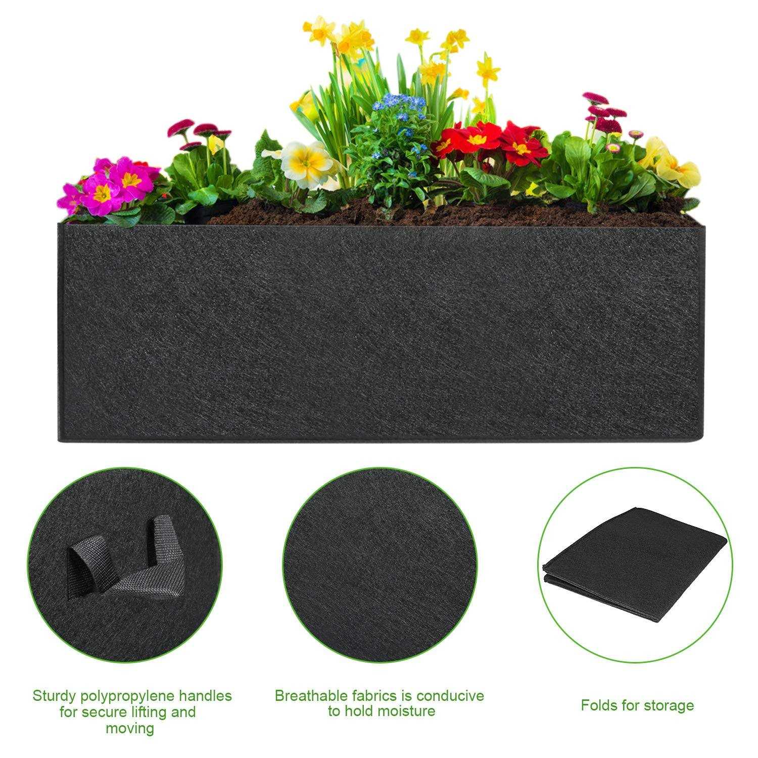 ANGELIOX 3 Pack Grow Bags 300G Thickened Nonwoven Fabric Garden Bed Square Flower Planter Containers Onion - Image 3