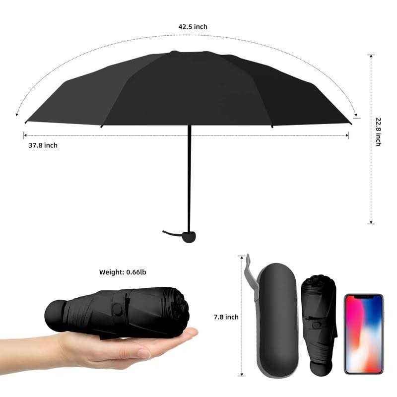 Trenovo Travel Umbrella Mini Folding Compact Umbrella with Case 8 Ribs Lightweight Portable Umbrella - Image 3