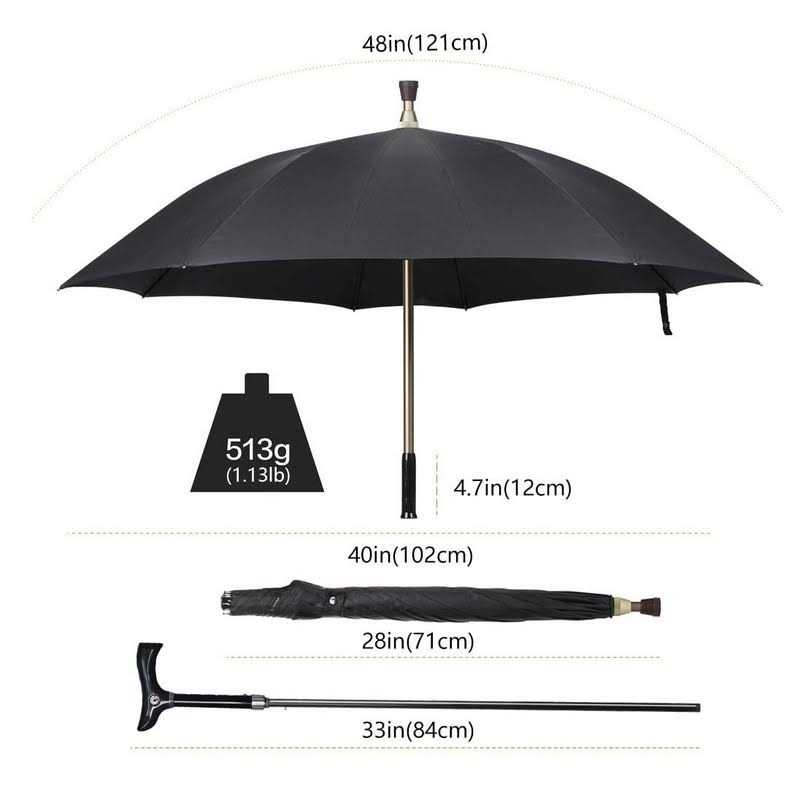 Lynkaye Walking Cane Umbrella Walking Sticks Crutch Umbrella - Image 3