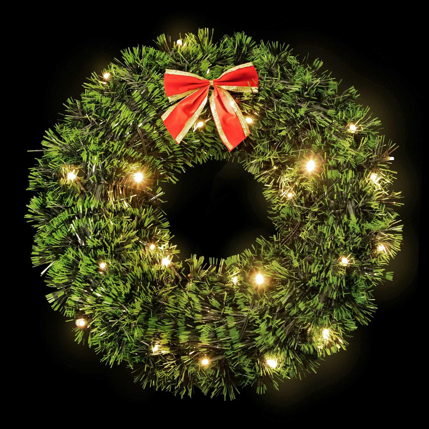 Northlight 17-Inch Green Tinsel Artificial Christmas Wreath with Bow - Image 5